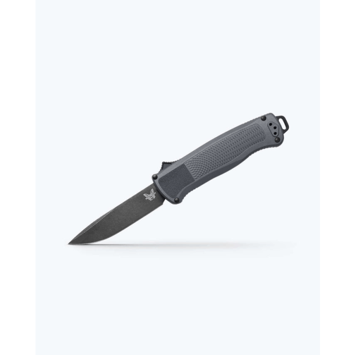 Benchmade Shootout 5371BK-05 OTF Automatic Knife – Dark Gray Grivory, Black Drop Point