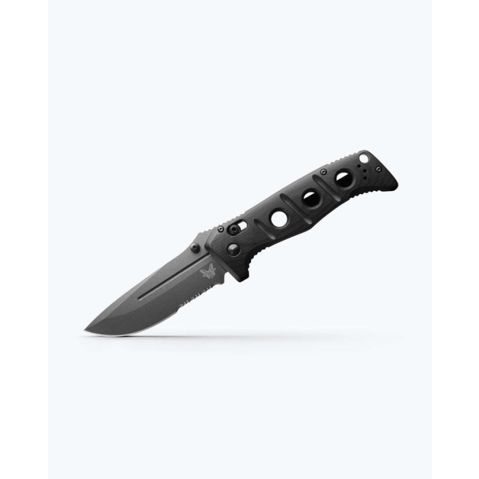 Benchmade Adamas® AXIS® Folding Knife – 3.8" Tungsten Gray CPM-MagnaCut® Partially Serrated Drop Point Blade | Black G10 Handle | Model 275SGY-03