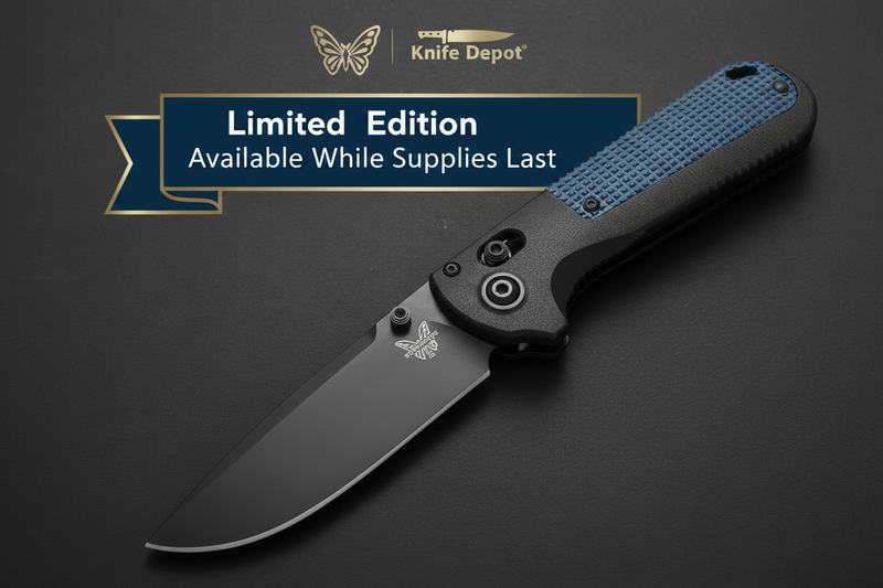 Benchmade Redoubt Limited Edition 430BK-LE1 Black & Blue Grivory & CPM-D2 Steel Pocket Knife