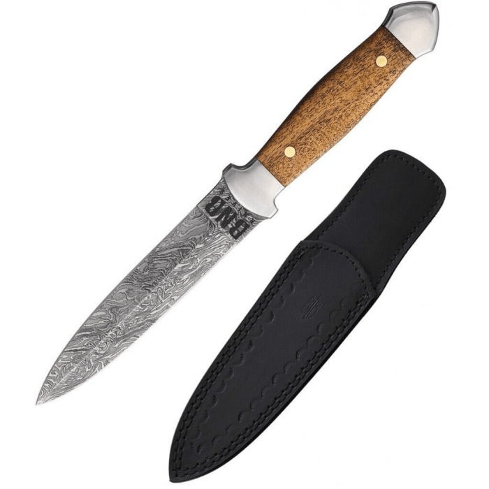 BnB BNB15255 Damascus Dagger – Walnut Burlwood Handle & Leather Sheath