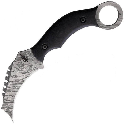 BnB Damascus Venom Karambit, 3" Hawkbill Blade, G10 Handle - BNB1230KMB