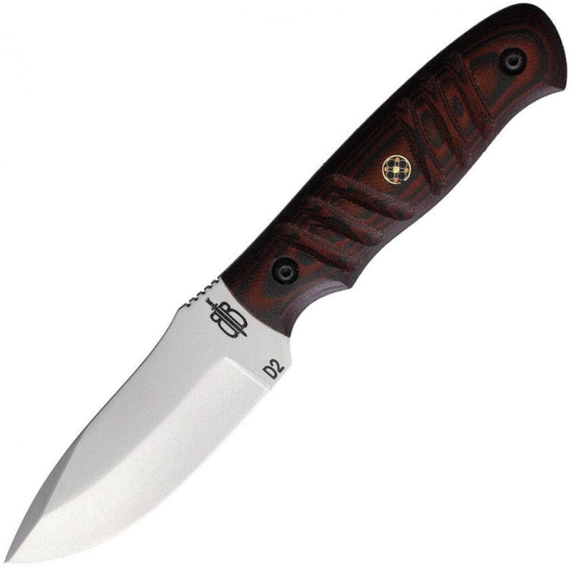BnB Knives Mamba Hunter, 3.5" D2 Blade, G10 Handle, Leather Sheath - BNB16651