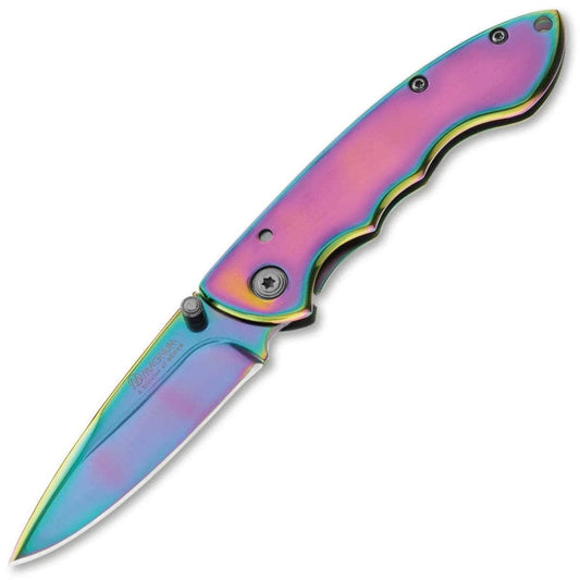 Boker Magnum Blaze, 2.87" Rainbow Blade, Rainbow Steel Handle - 01MB255