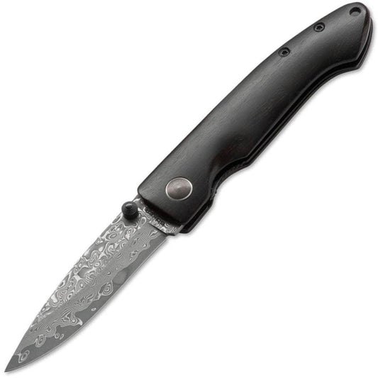 Boker Plus Damascus Gent II, 2.72" Blade, Ebony Wood Handle - 01BO102DAM