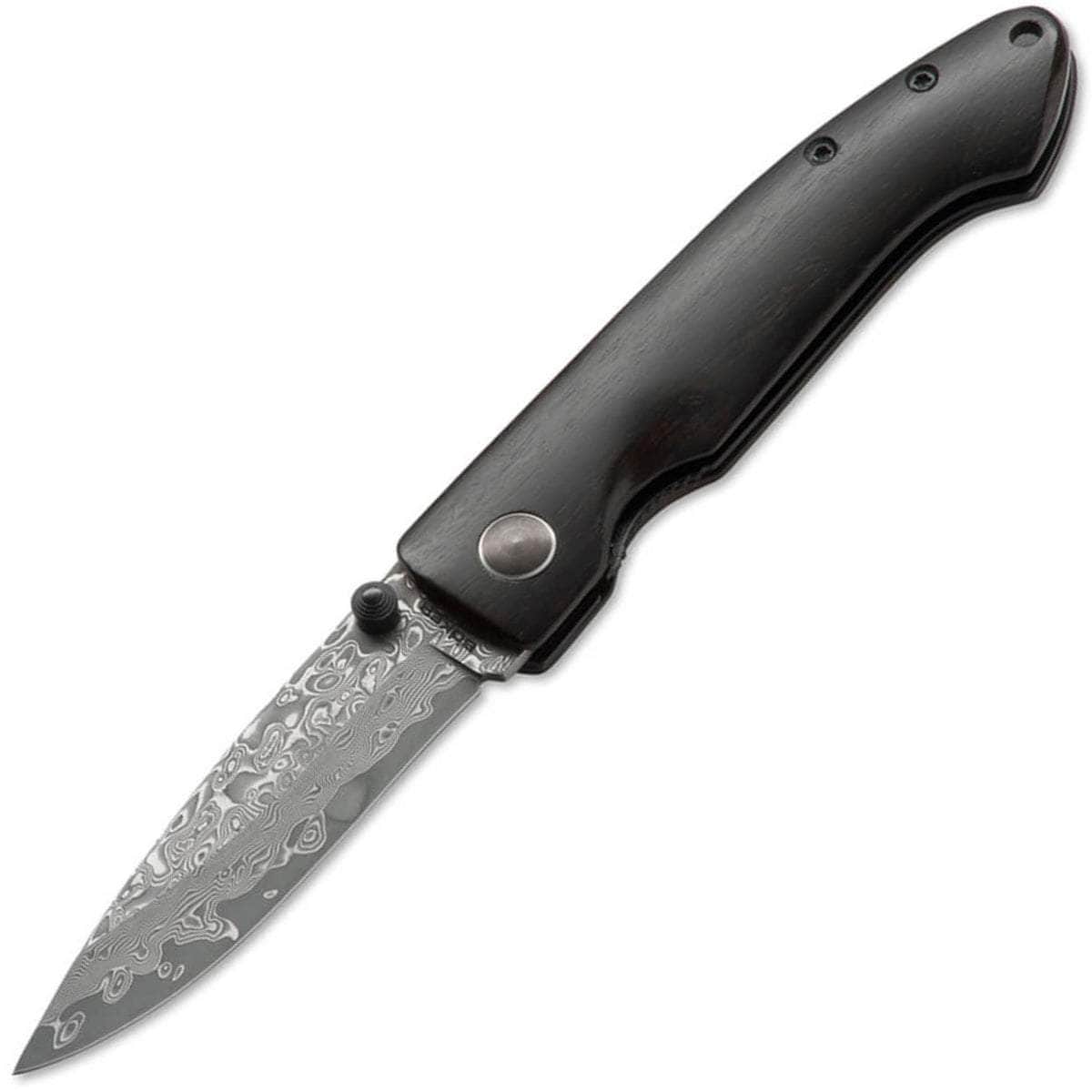 Discontinued Boker Plus Damascus Gent II, 2.72" Blade, Ebony Wood Handle - 01BO102DAM