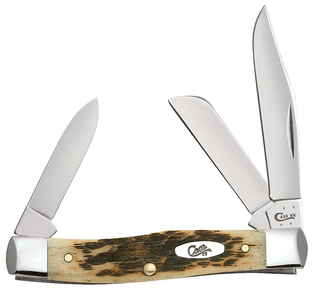 Case 00039 Amber Bone CV Medium Stockman – Carbon Steel