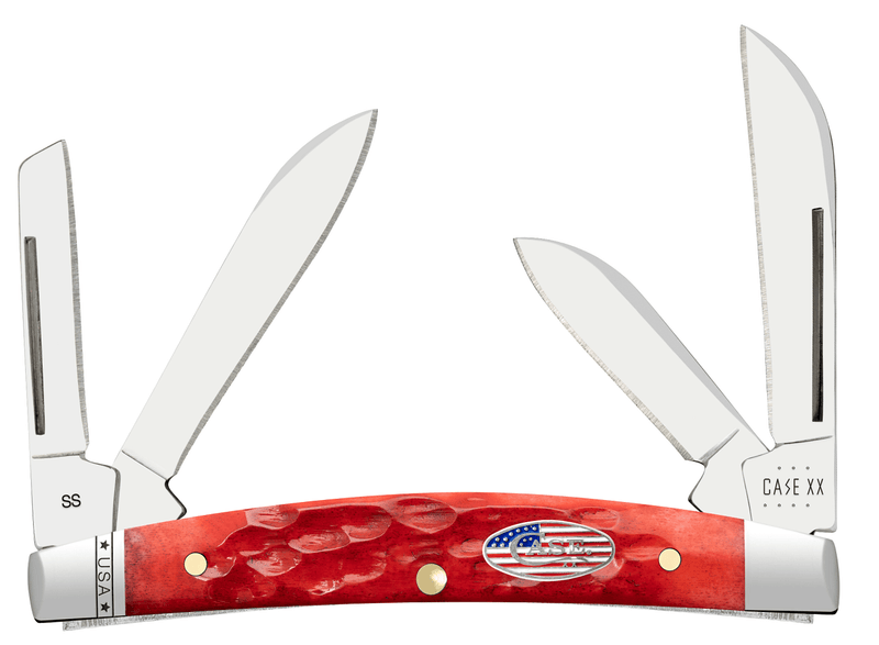 Case 10747 Dark Red Jigged Bone Small Congress – 4-Blade Tru-Sharp Stainless