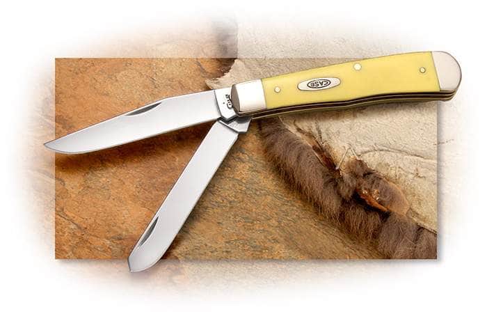 Case 81091 Yellow Synthetic Trapper with Pocket Clip – Tru-Sharp Stainless