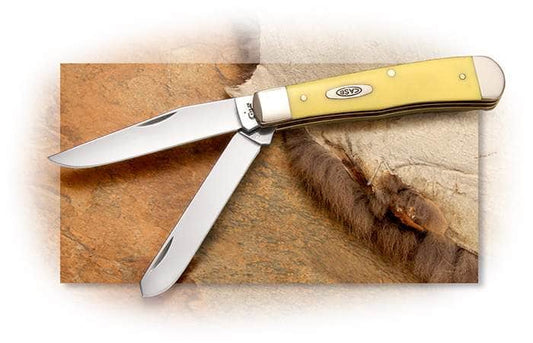 Case 81091 Yellow Synthetic Trapper with Pocket Clip – Tru-Sharp Stainless