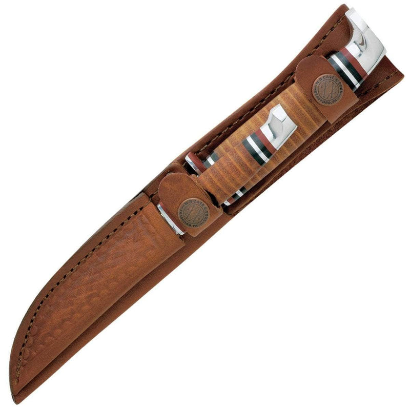 Case Leather Hunter Set, 2 Knives, Leather Handles, Leather Sheath - 00372