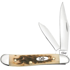 Case Peanut, 2 Blades, Peach Seed Jig Amber Bone Handle - 00045