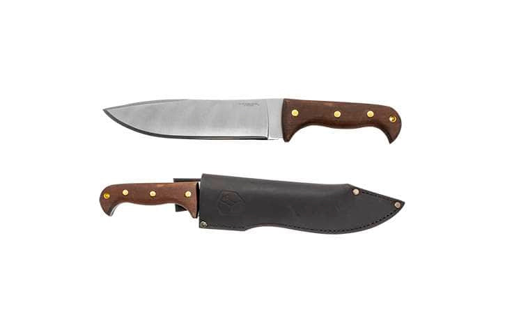 Condor 60028 Moonshiner fixed blade knife with hardwood handle and black leather sheath