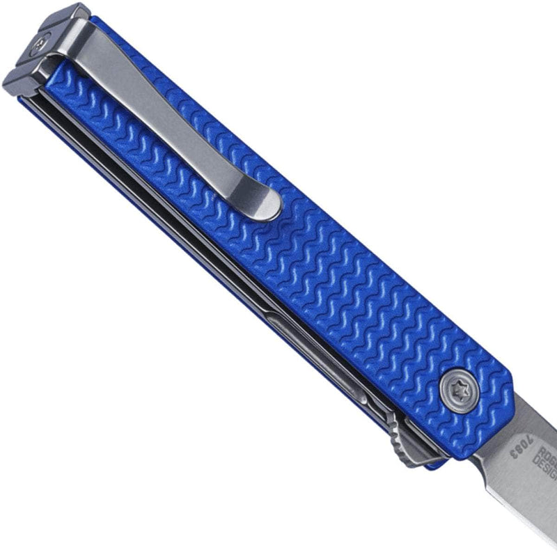 CRKT CEO Microflipper, 2.21" Wharncliffe Blade, Blue Aluminum Handle - 7083