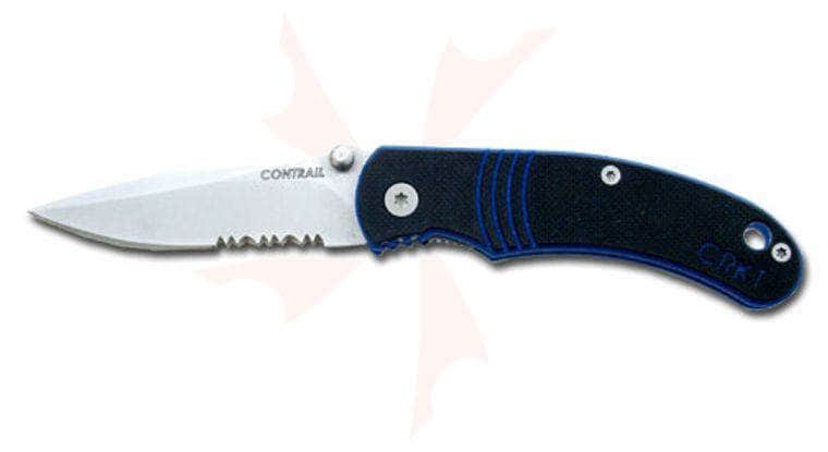 CRKT Contrail 6031 Folding Knife – 2.5" Serrated Blade, Blue/Black G10
