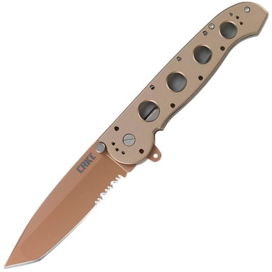 CRKT M16-14D Folder, 3.99" ComboEdge Tanto Blade, Desert Tan Aluminum Handle