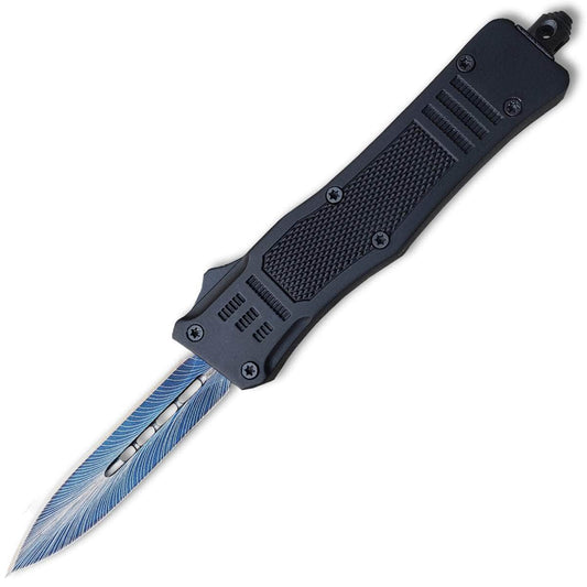 Delta Lightning Blue OTF, 2.75" Blue Spear Blade, Black Handle - OTFM-11BLB