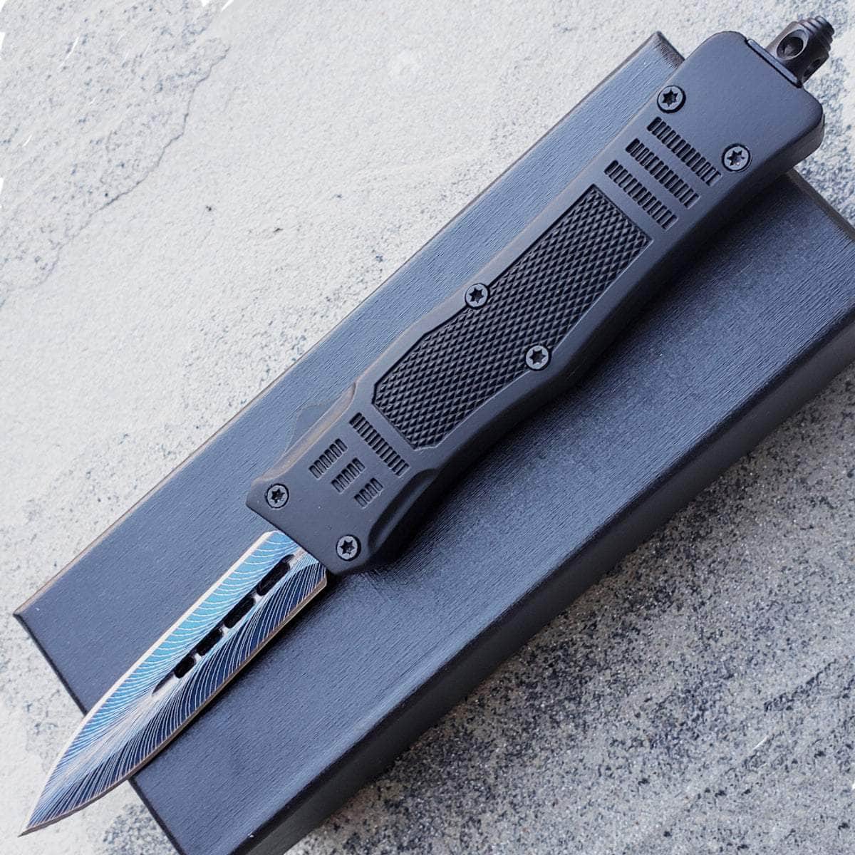 Delta Lightning Blue OTF, 2.75" Blue Spear Blade, Black Handle - OTFM-11BLB