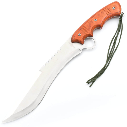 Devastator Survival Bowie Knife, 9.75" Blade, Wood Handle, Sheath - EW-2115A