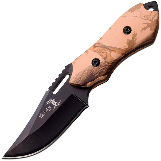 Elk Ridge Mosquito Fixed Blade, 3" Blade, Camp Wood Handle, Sheath - ER-562BC