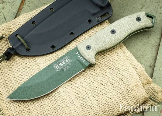 ESEE-5POD-017 Fixed Blade – OD Green 1095, 3D Micarta Handle
