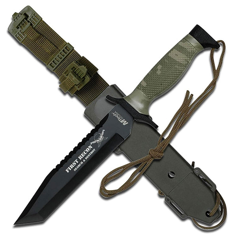 MTech USA Camo Tactical Knife, 6" Blade, ABS Handle, Sheath - MT-676TC