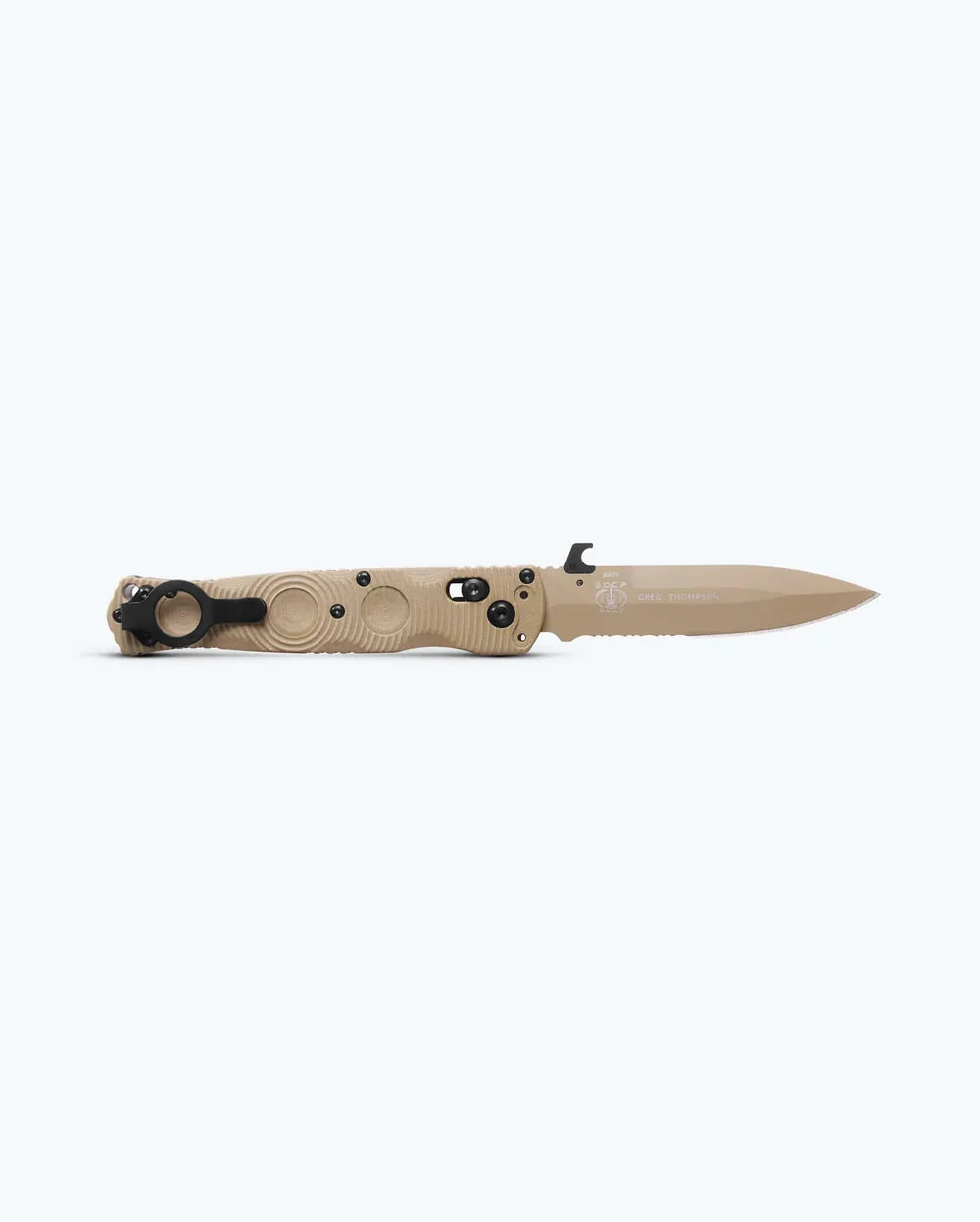 Benchmade Mini SOCP 393SSN-01 Folding Knife – S30V Serrated, Desert Tan G10