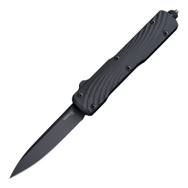 Hogue Counterstrike Out the Front Automatic 3.35 Drop Point Blade 20CV - Black Finish - Black Aluminum Case - G10 Cover - Solid Black