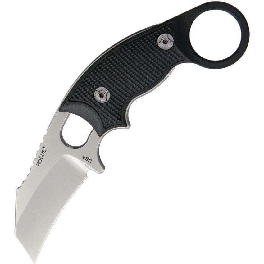 Hogue EX-F03 35329 Hawkbill fixed blade with black G10 handle and finger ring
