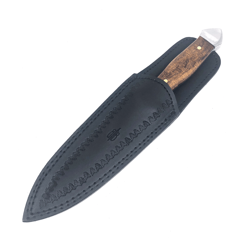 Custom Handmade Damascus Fixed Blade Throwing Dagger Hunting Knife (Walnut Wood handle)