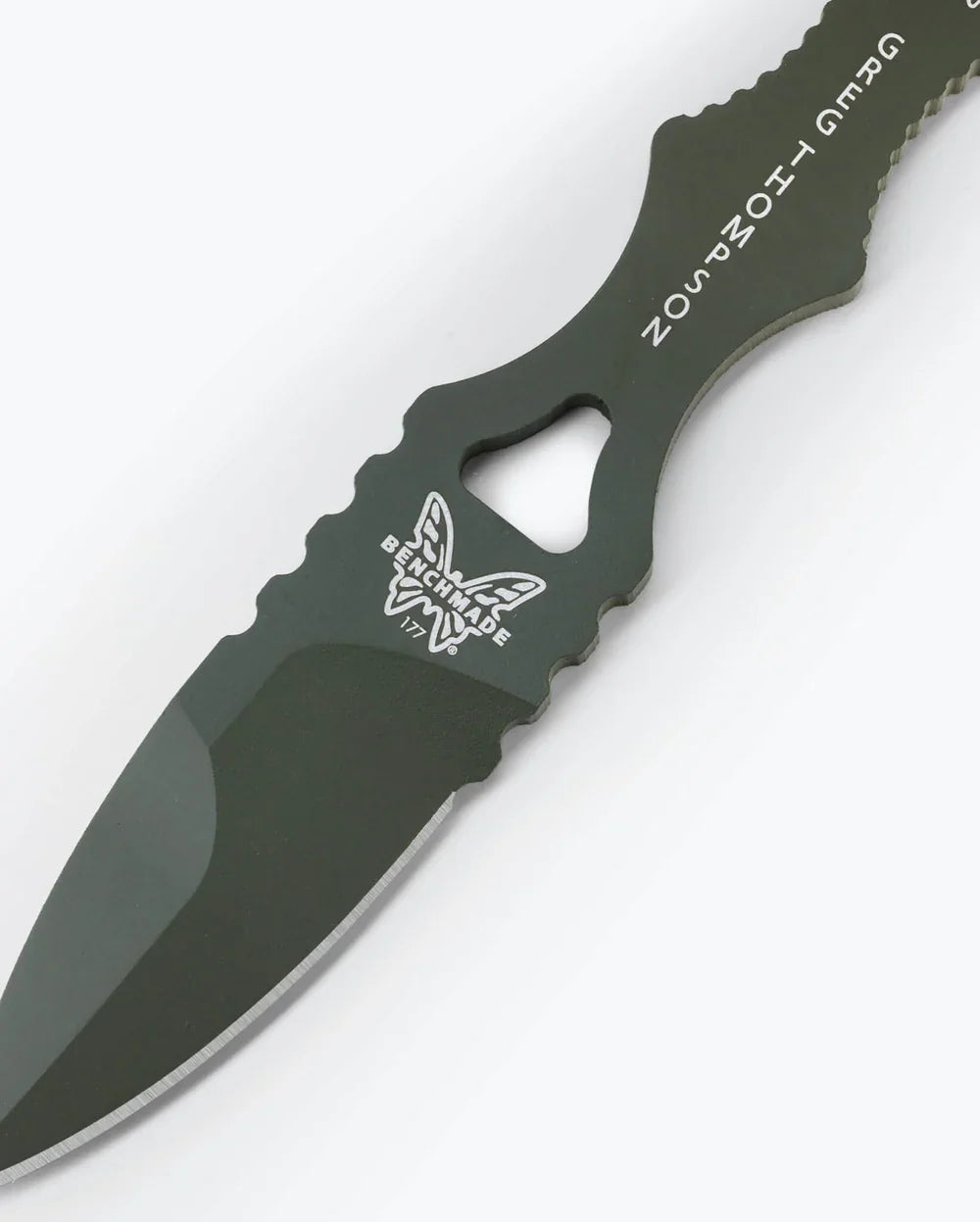 Benchmade Mini SOCP 177GN Dagger – OD Green Cerakote, Tan Sheath