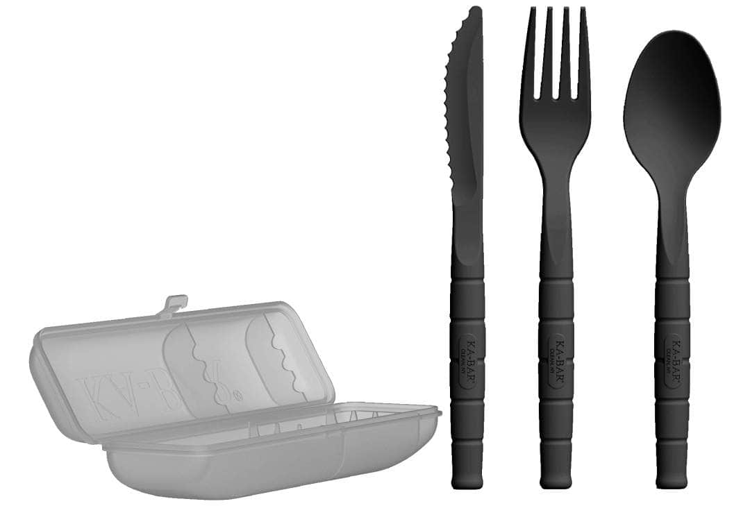 KA-BAR Lunch Pal 9939BK Black Utensil Set with Carrying Case – USA Made