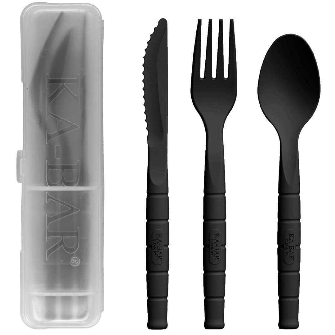 KA-BAR Lunch Pal 9939BK Black Utensil Set with Carrying Case – USA Made