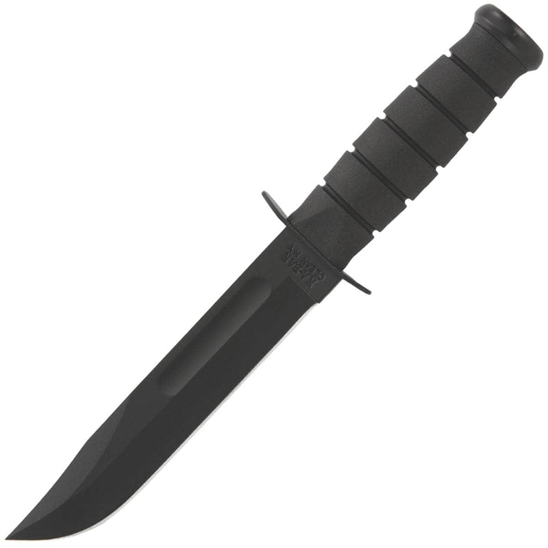 KA-BAR Black Fighting Knife, 7" Plain Blade, Kraton G Handle, Sheath - 1211