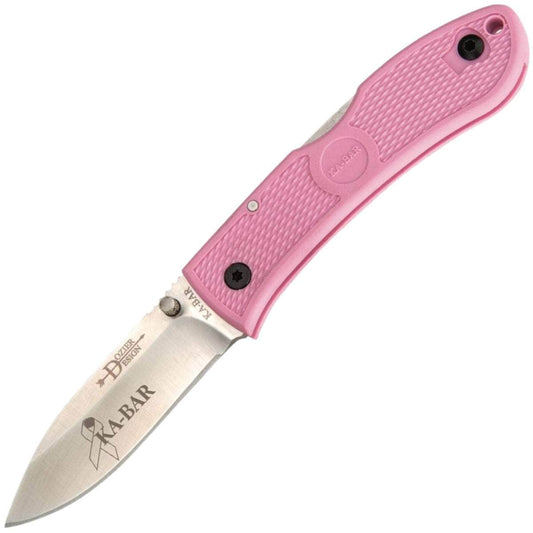 KA-BAR Dozier Folding Hunter, 3" Blade, Pink Zytel Handles - 4062PK