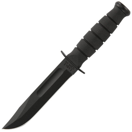 KA-BAR Short Fighting Knife, 5.25" Black 1095 Blade, Kraton G Handle, Leather Sheath - 1256