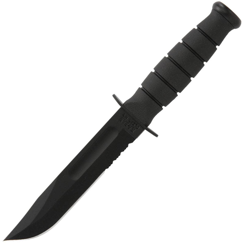 KA-BAR Short Fighting/Utility Knife, 5.25" Serrated Blade, Kraton G Handle, Sheath - 1259