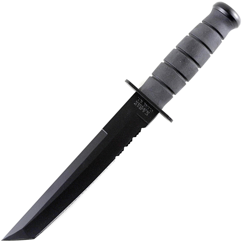 KA-BAR Tanto Fighting Knife, 8" Combo Blade, Kraton G Handle, Kydex Sheath - 1245