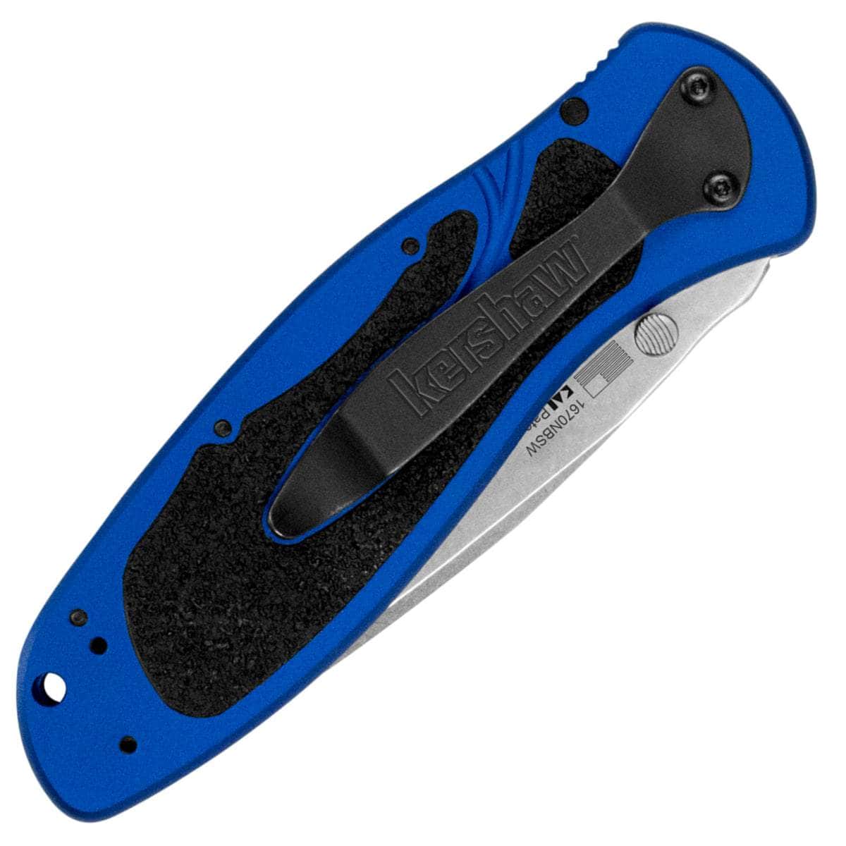 Kershaw Blur, 3.4" Stonewashed Assisted Blade, Navy Blue  Handle - 1670NBSW