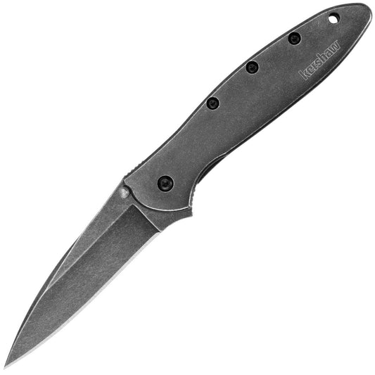 Kershaw Leek BlackWash, 3" Assisted Blade, Steel Handle - 1660BLKW