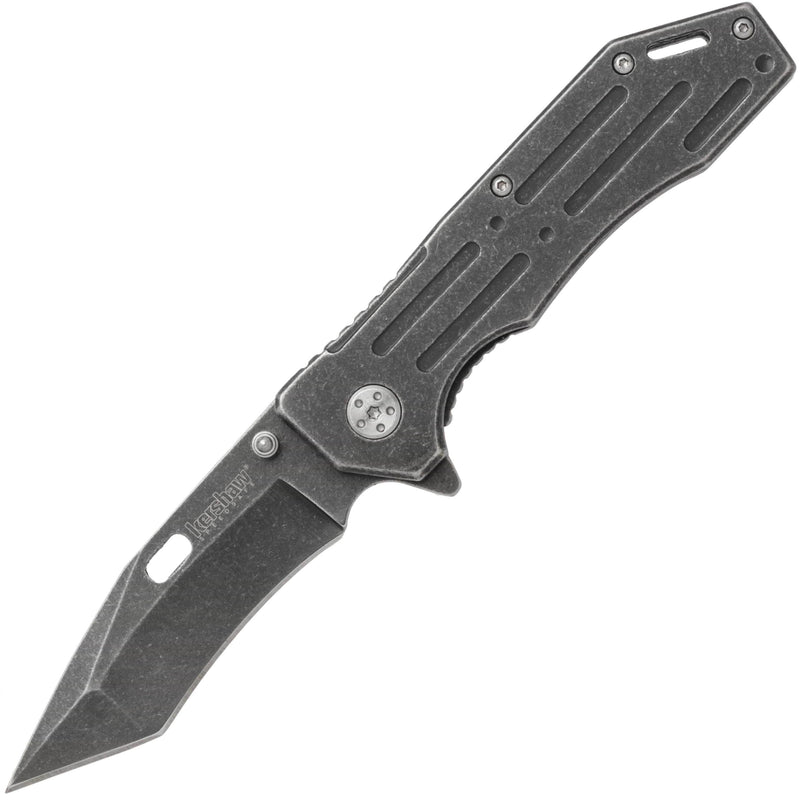 Kershaw Lifter, 3.5" Assisted Black Tanto Blade, Black Steel Handle - 1302BW