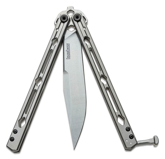 Kershaw Lucha 5150 Butterfly Knife – 4.6" 14C28N Sandvik Stonewashed Clip Point, Stainless Steel