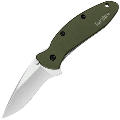 Kershaw Scallion, 2.4" Assisted Blade, Olive Aluminum Handle - 1620OL