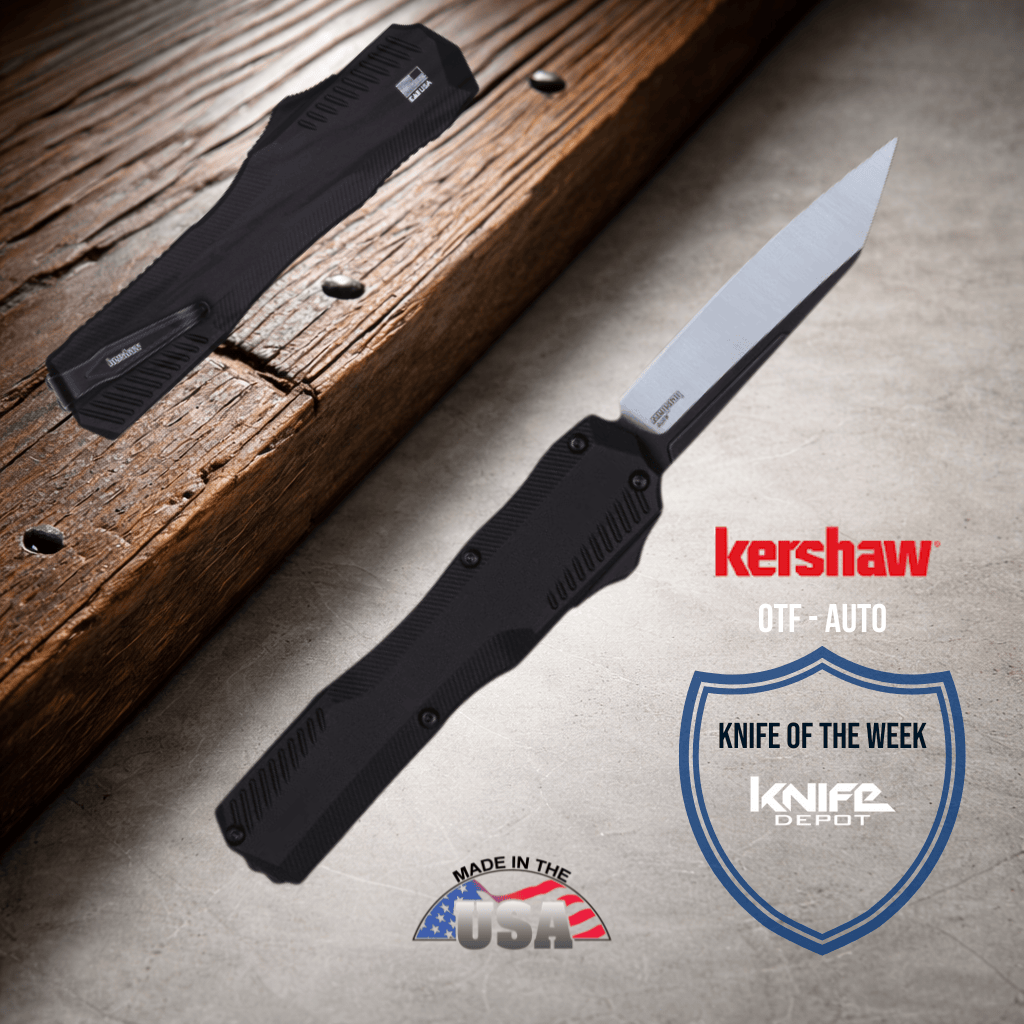 Kershaw Livewire Reverse Tanto OTF Automatic Knife Black (3.4" Black SW) 9000R