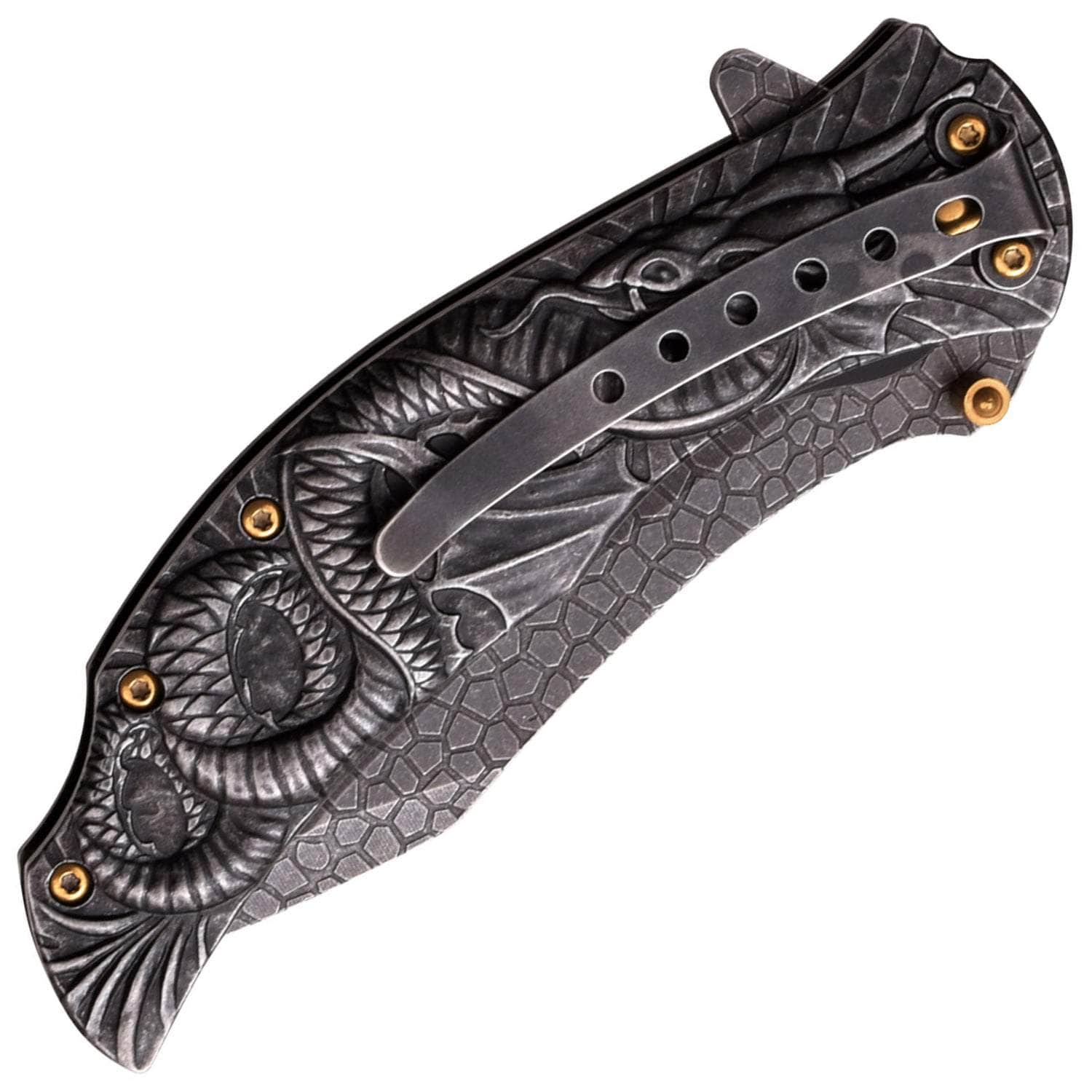 Masters Collection Dragon Folder, 3.75" Assisted Blade, Stonewashed Handle - MC-A014SW