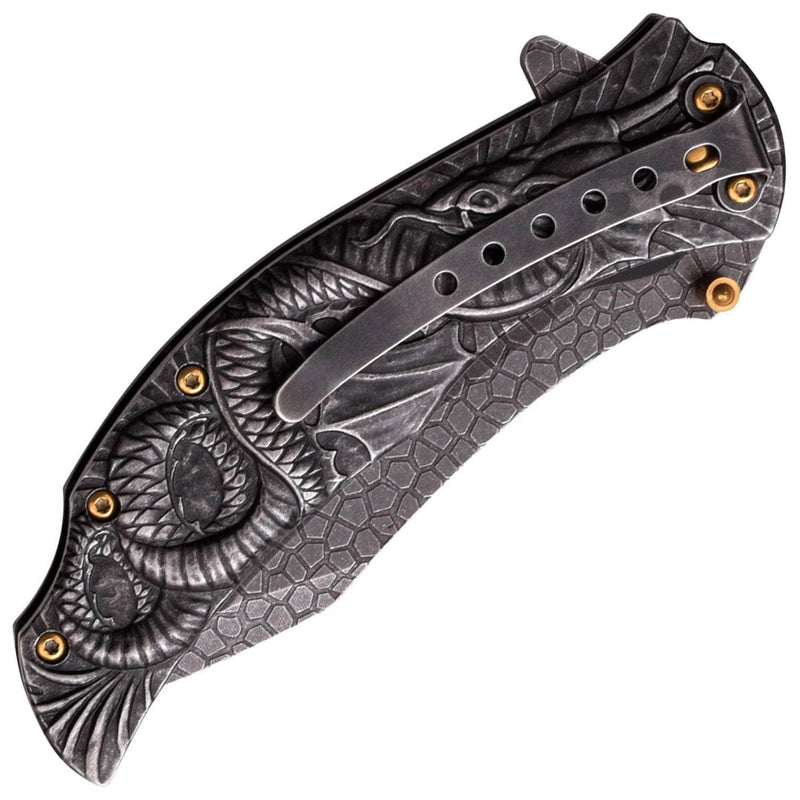 Masters Collection Dragon Folder, 3.75" Assisted Blade, Stonewashed Handle - MC-A014SW