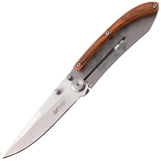 MTech Folder, 3.25" Blade, Wood/Stainless Steel Handle - MT-1151PDR