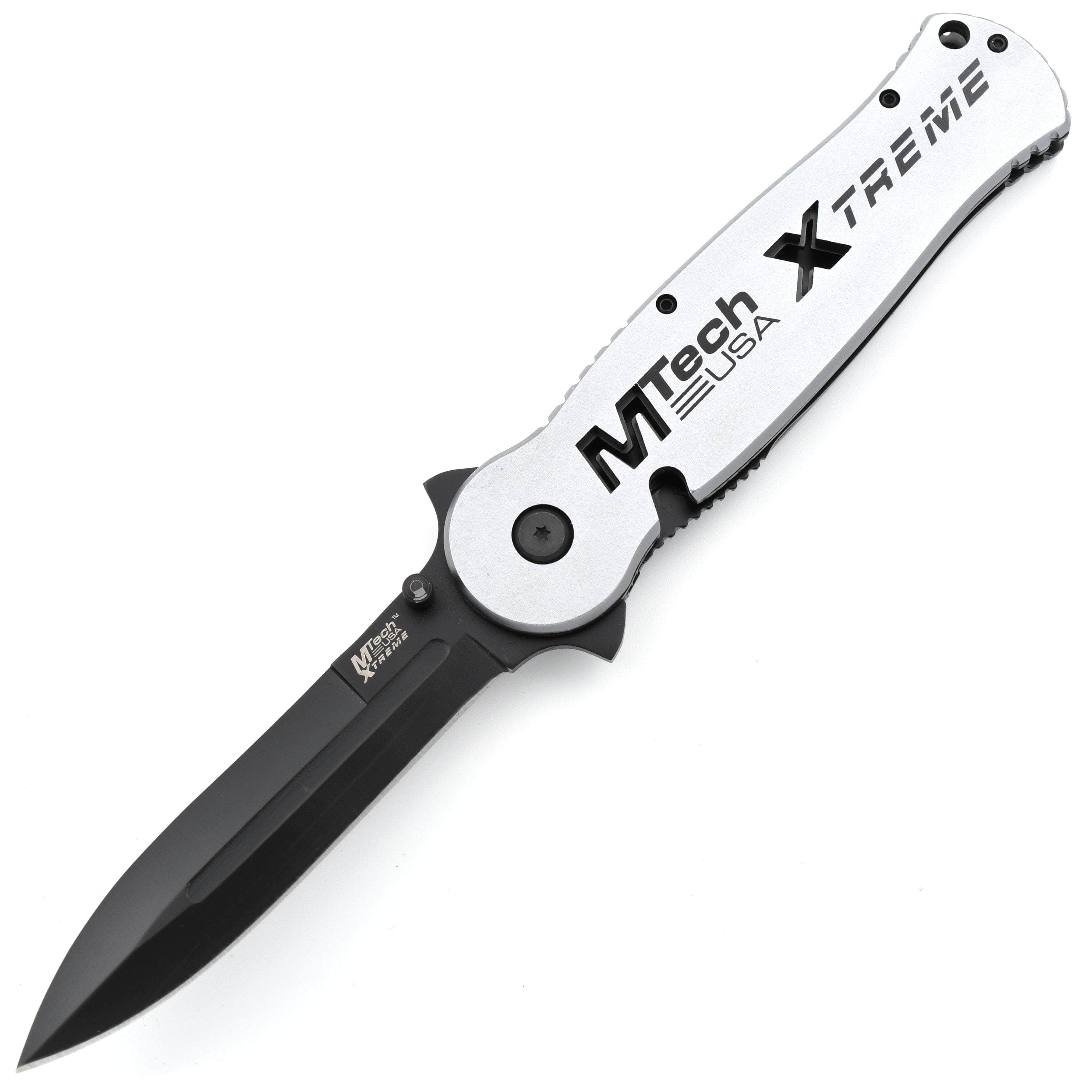 M Tech USA Xtreme Silver Handle Folding Knife