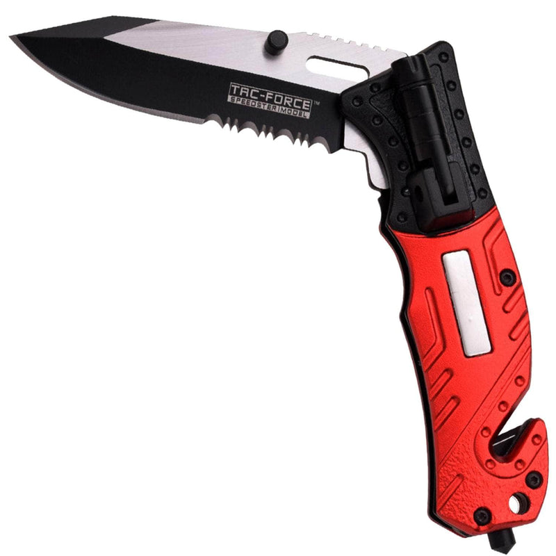 Tac-Force Firefighter Rescue Flashlight Knife, 3.25" Assisted Blade, Aluminum Handle - TF-835FD
