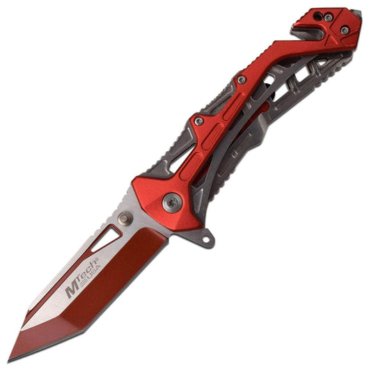 MTech USA Spring-Assist Folder, 3.25" Blade, Red Aluminum Handle - MT-A997BRD