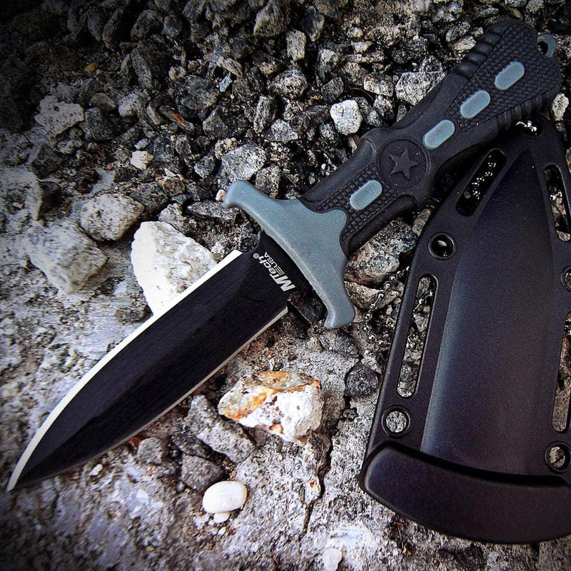 MTech USA Neck Knife, 2.75" Blade, Nylon/Rubber Handle, Sheath - MT-20-14GY